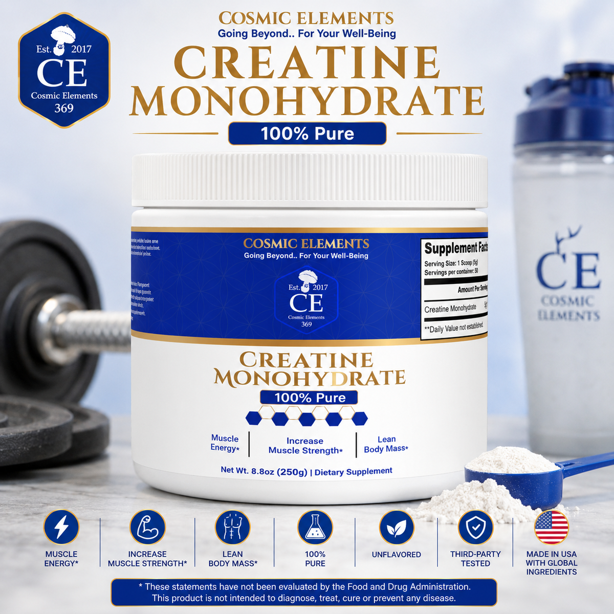 Cosmic Elements Creatine Monohydrate | Strength & Performance Support