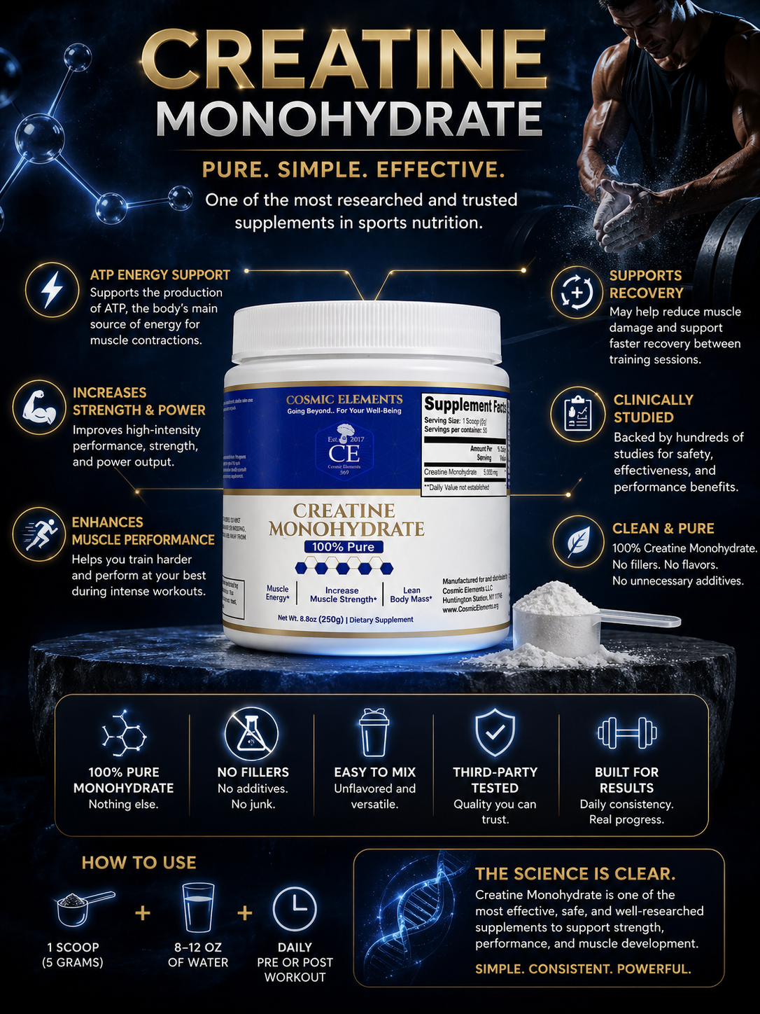 Cosmic Elements Creatine Monohydrate | Strength & Performance Support